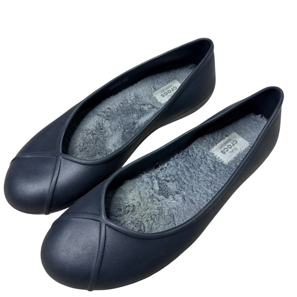 CROCS Shoes - Crocs Olivia II Ballet Flats Women's Size 9 Faux Fur Lined Dual Comfort Shoes